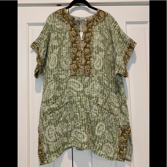 Zara Tribal Quilted Tunic Kaftan Dress with Slits - Picture 4 of 16